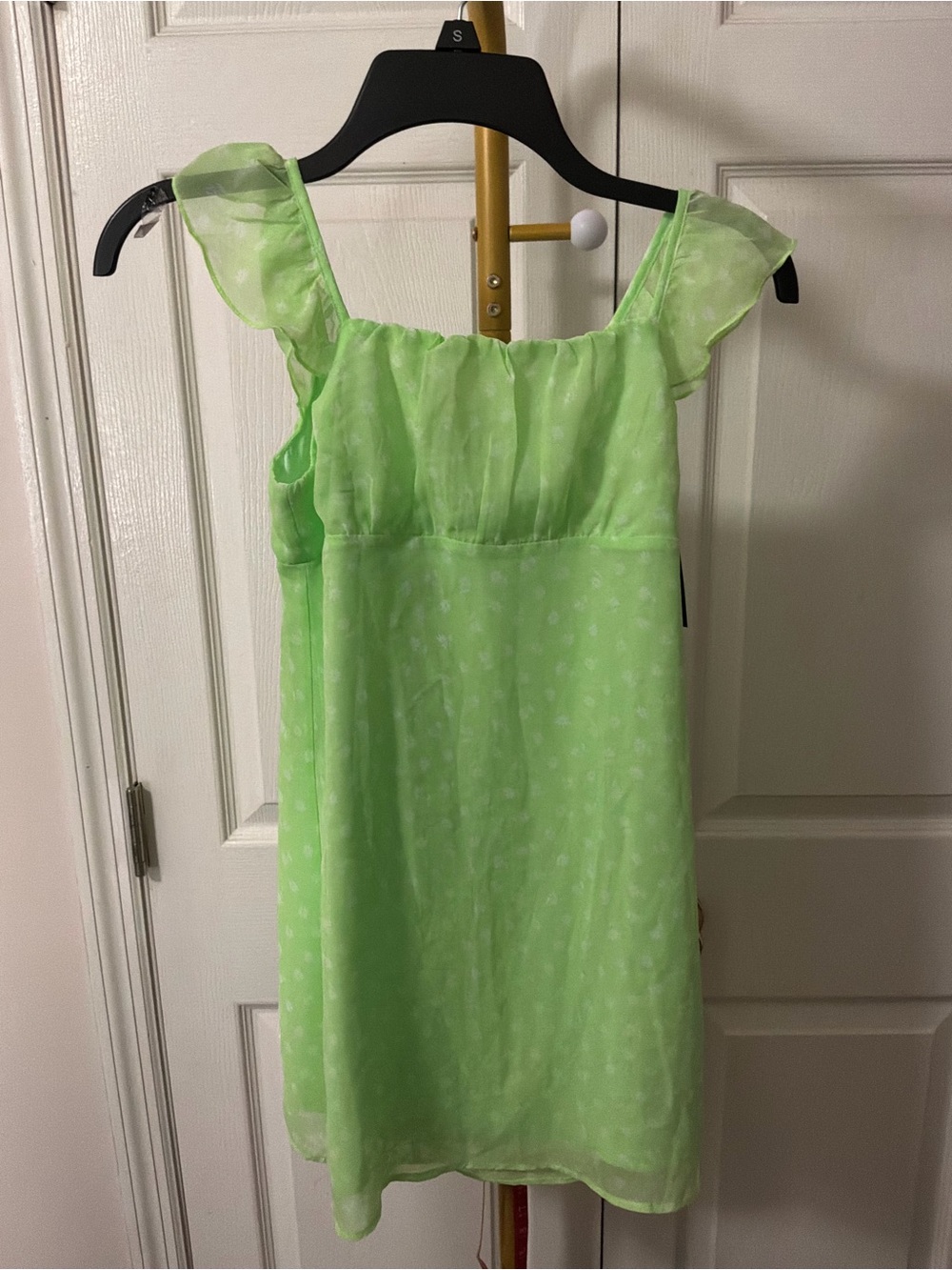 art class Bright Lime Floral A-line Summer Ruffle Dress Size 10/12